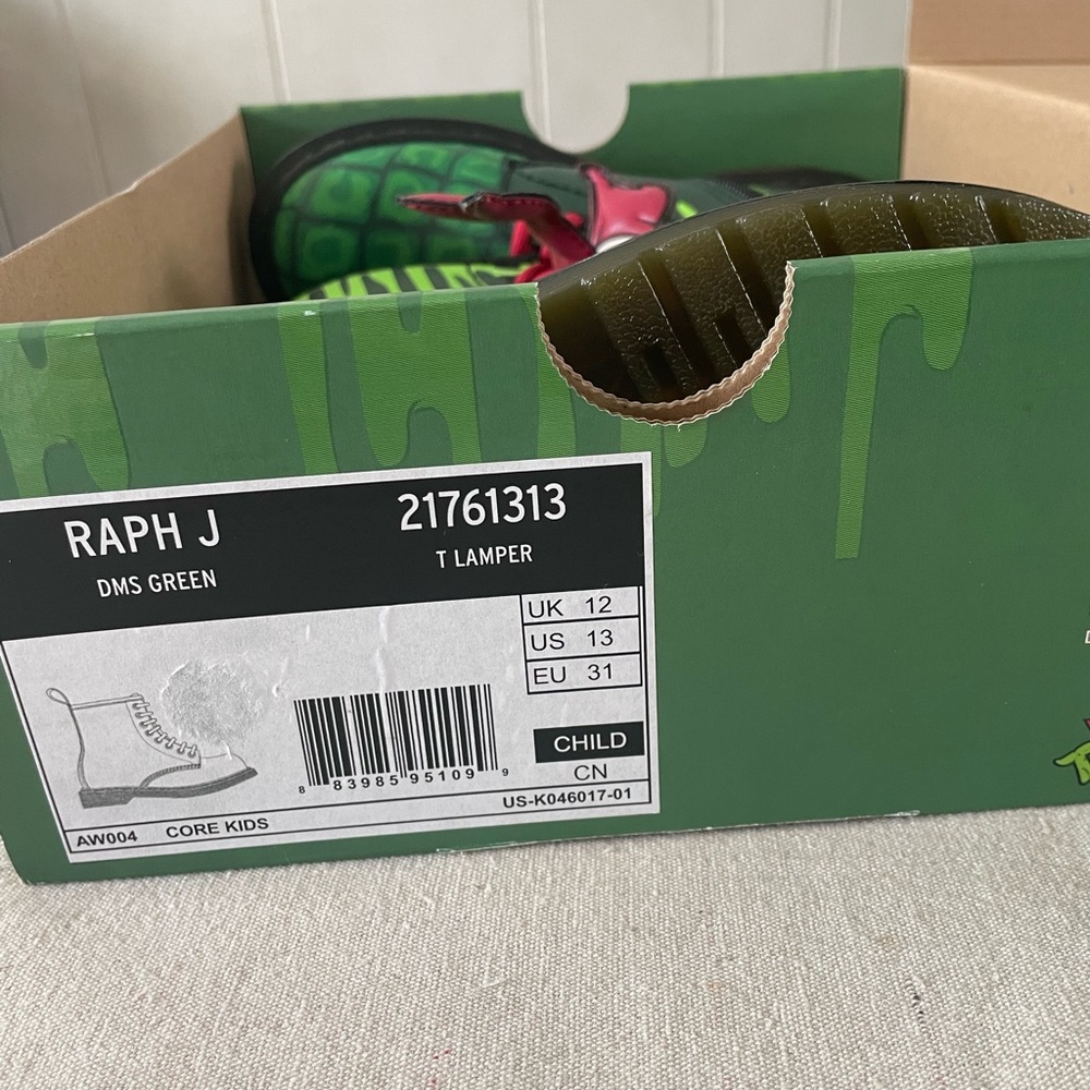 Doc Dr Martens Air Wair Boots Teenage Mutant Ninja Turtle TMNT KIDS 13 Raphael - Picture 5 of 16